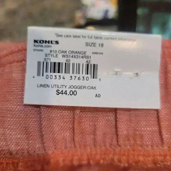 Sonoma Women's Oak Orange Linen Utility Joggers NEW - Picture 3 of 15